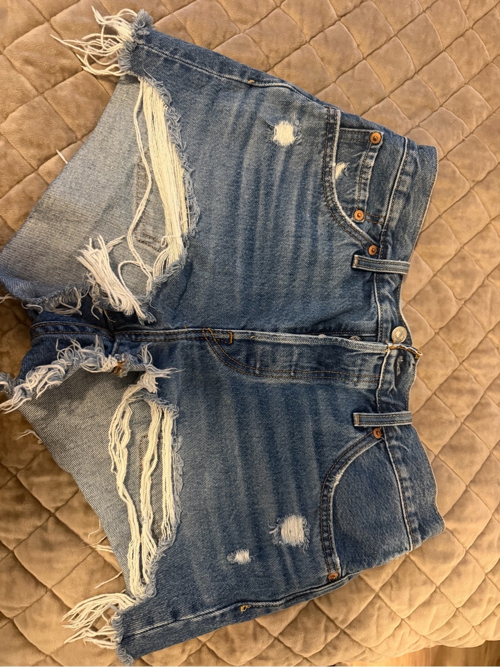 Levi's Distressed Blue Denim Cutoff Shorts